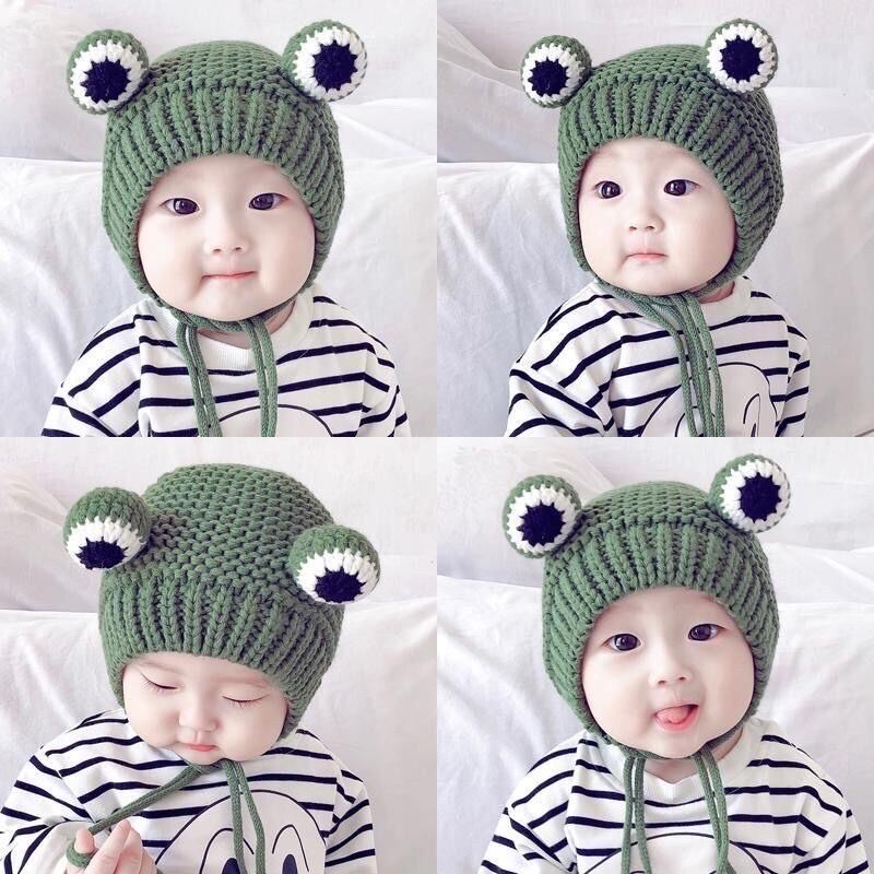Mũ len hình ếch con đáng yêu dành cho các bé 1-5 tuổi đáng yêu