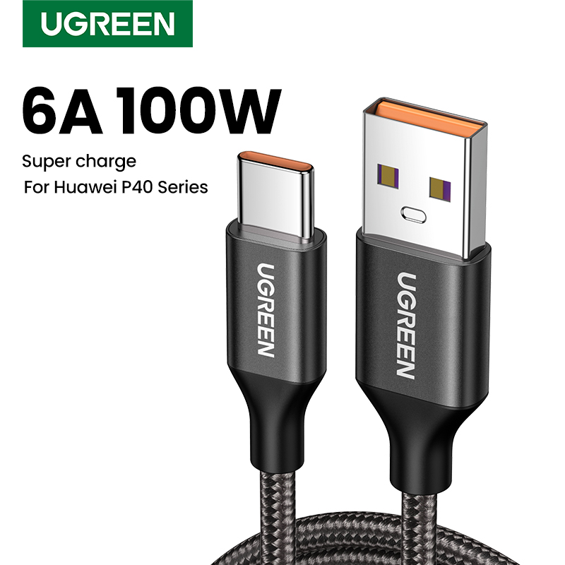 Cáp USB UGREEN 6A 5A 100W Cho Xiaomi Huawei 50 P40 30 Pro Siêu Sạc USB Type C Cáp Sạc Nhanh Cho Huawei Mate 50 Pro