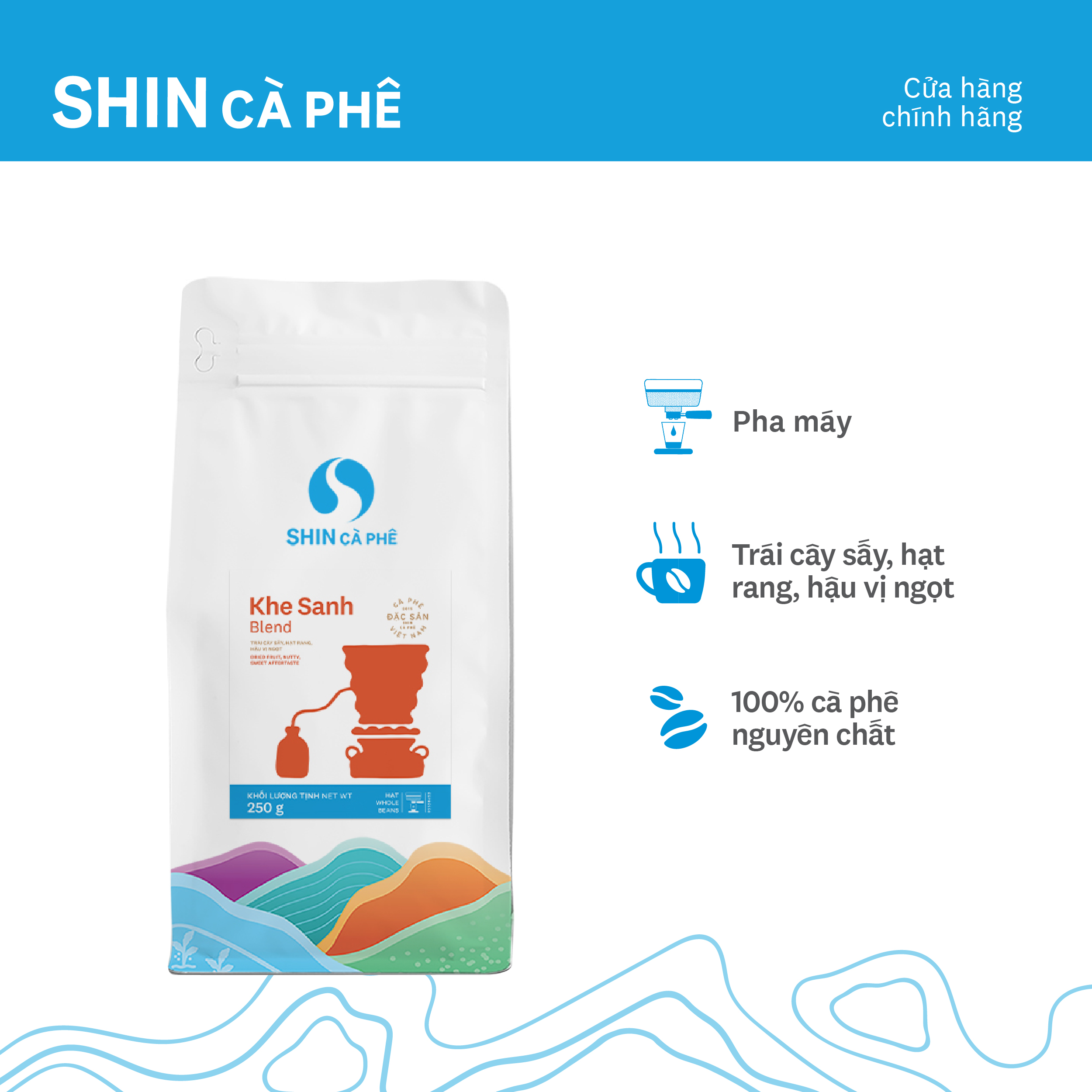 Cà phê Espresso Khe Sanh Blend - SHIN Cà Phê - Cà phê đặc sản pha máy - Gói 250g