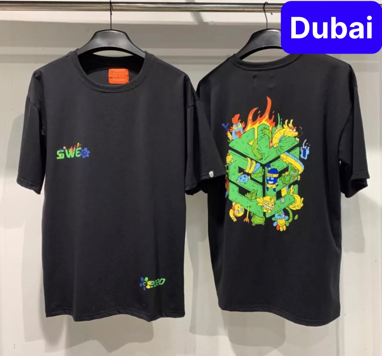 ÁO THUN NAM NỮ ĐEN IN RỒNG XANH LỤC GIÁC PHOM FORM RỘNG TAY LỠ HOT TREND MẠNH MẼ SÀNH ĐIỆU VẢI DÀY MIN SIÊU HOT - DUBAI FASHION