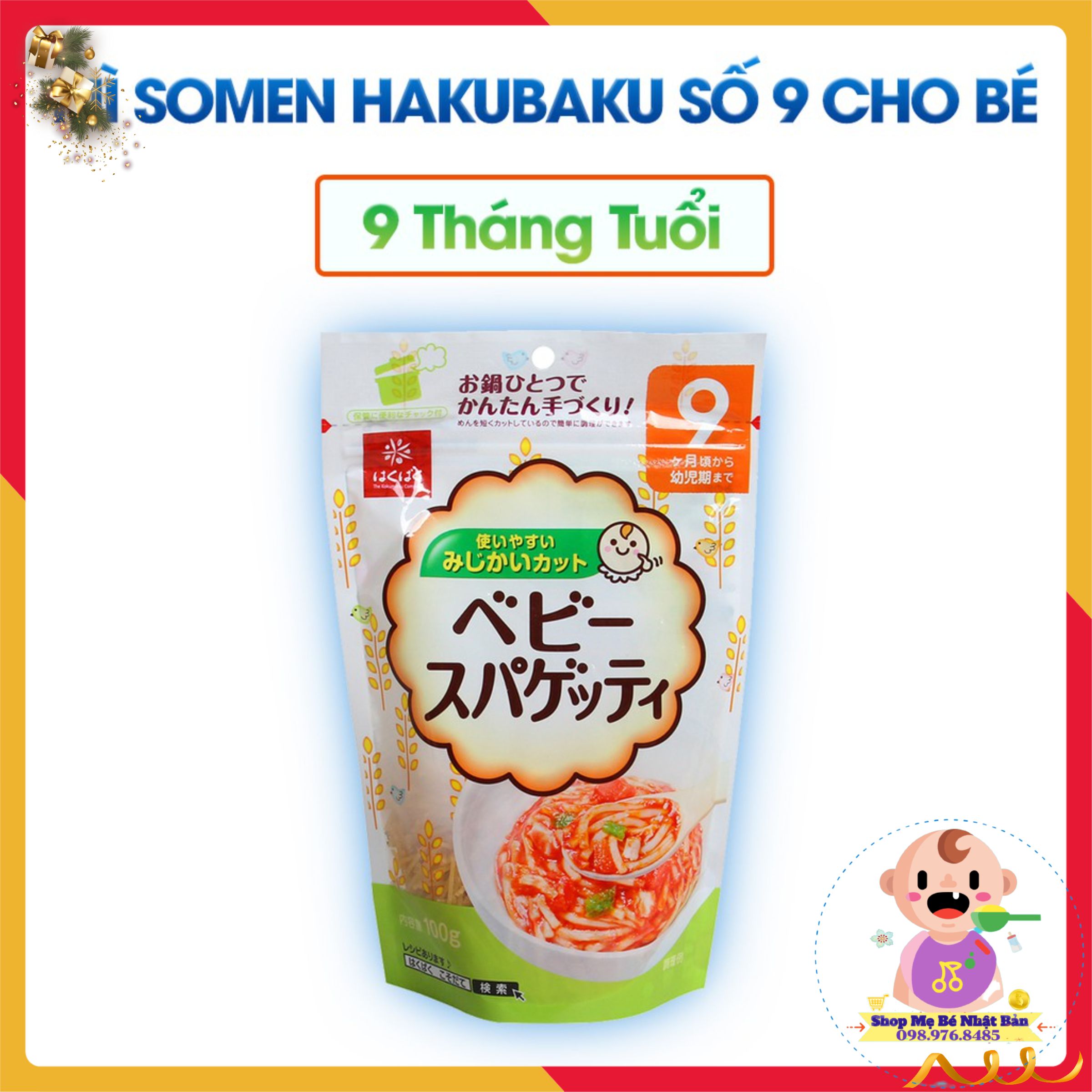 Mì Somen Hakubaku Tách Muối 100g - loại 9m+