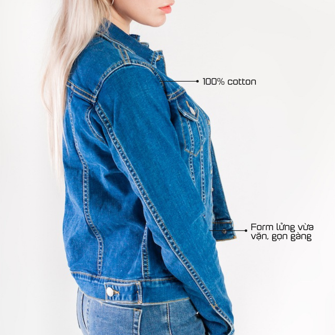 Áo khoác Jeans nữ form lững – 8063 – Cotonfio
