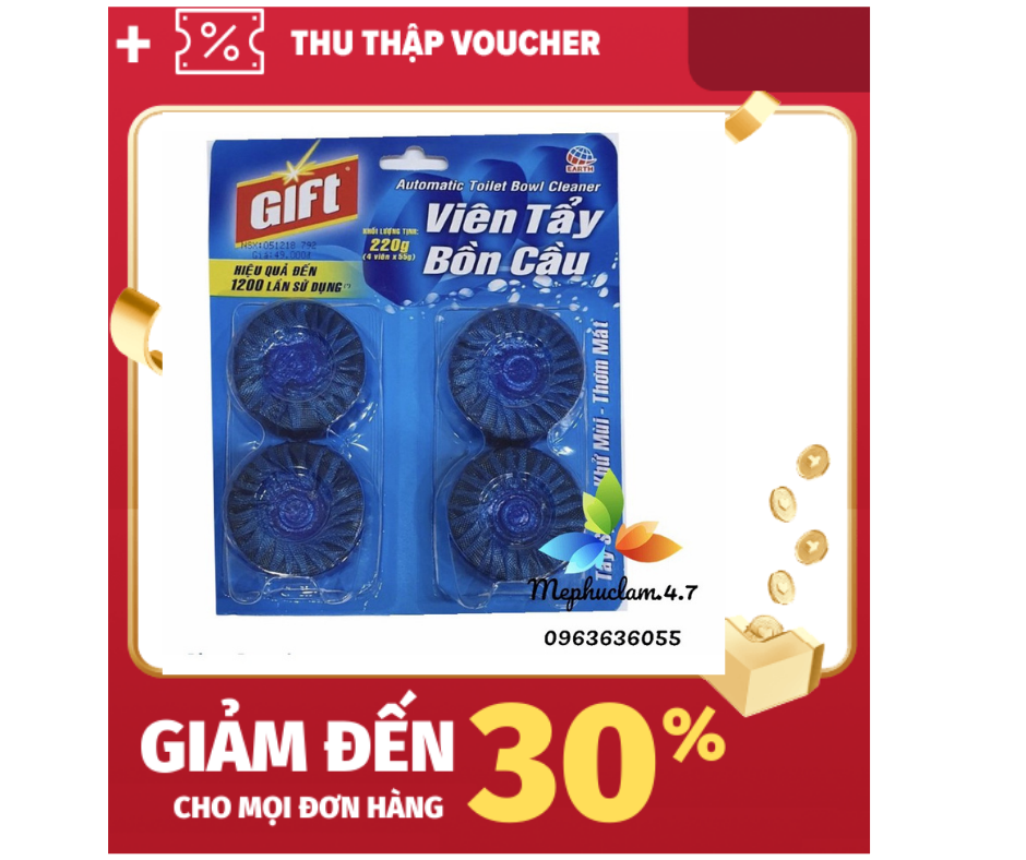 Viên tẩy bồn cầu Gift. (Vỉ) 4 viên)