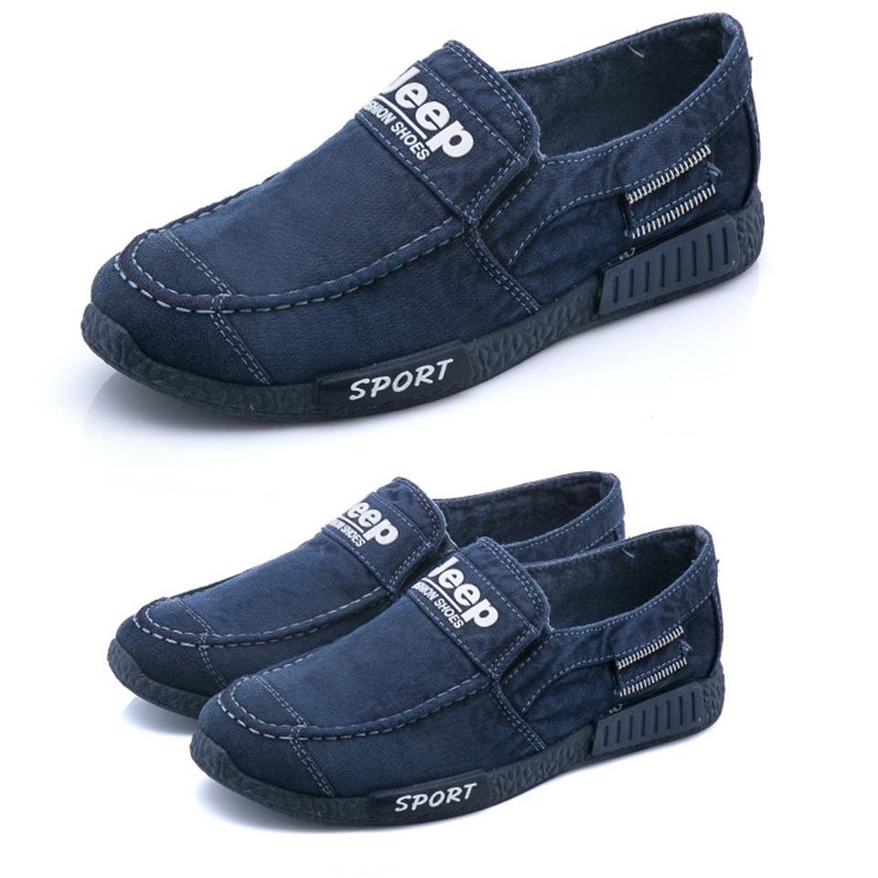 Giày nam- Giày lười JEEP vải Jean đơn giản
