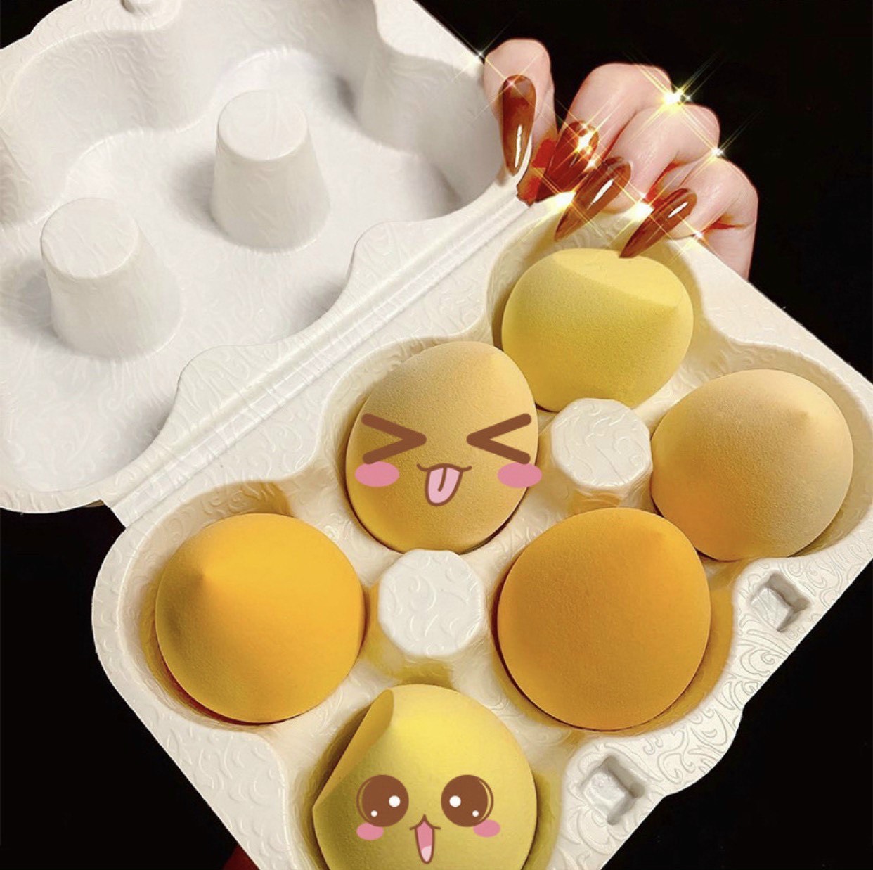 [HCM]BÔNG PHẤN HỒ LÔ MAFFICK BEAUTY EGG 1 SET 6 CÁI