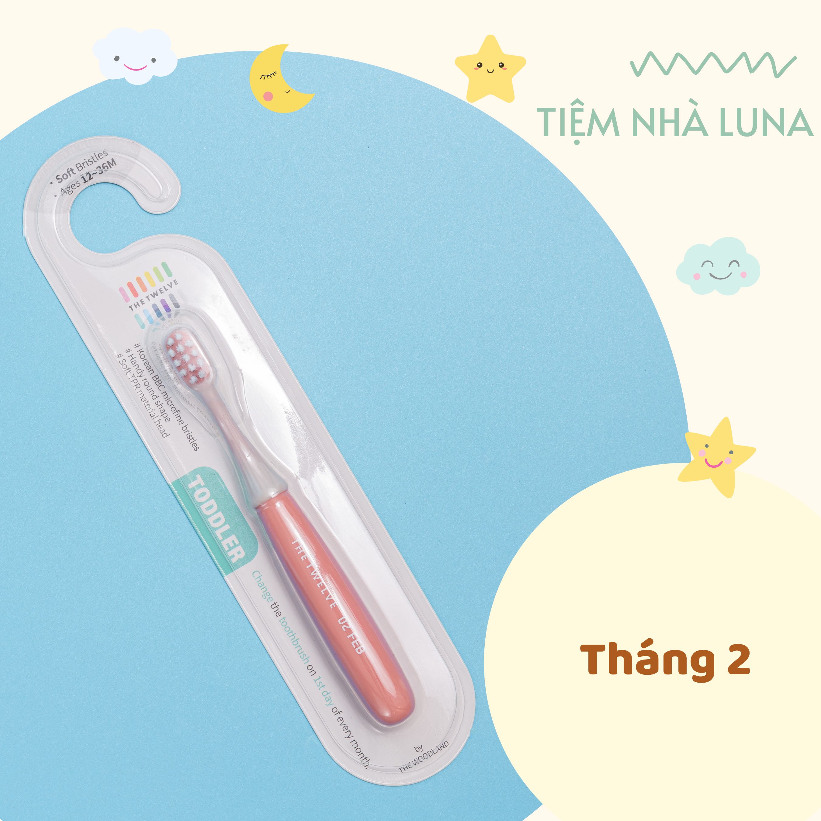 Bàn chải đánh răng Hàn Quốc cho bé THE TWELVE (màu Pastel)