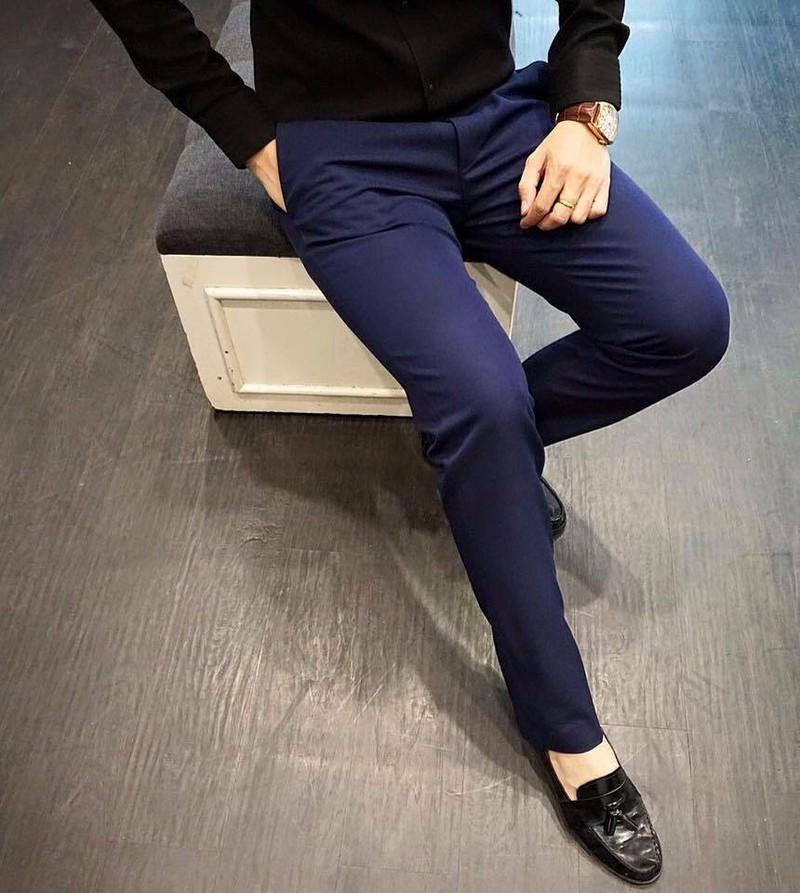 Quần Âu Nam màu tím than chống nhăn, dáng trẻ trung