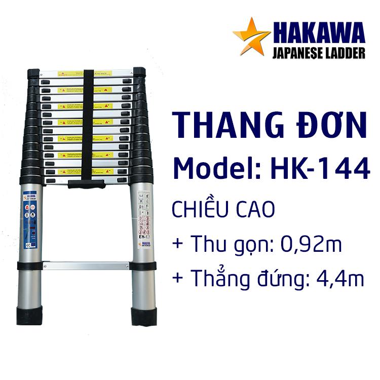 [THANG NHÔM NHẬT BẢN] Thang nhôm rút đơn HAKAWA HK144 - Chiếc thang đang bán chạy nhất thị trường