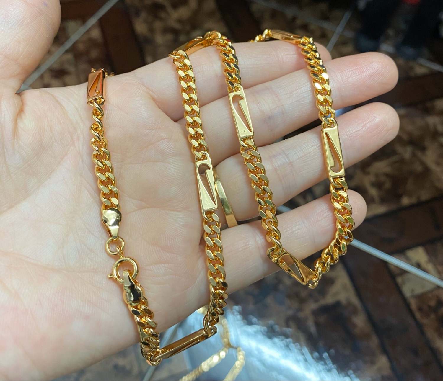 Dây chuyền nam nữ kiểu xích chạm chữ mạ vàng 18k cao cấp siêu bền đẹp