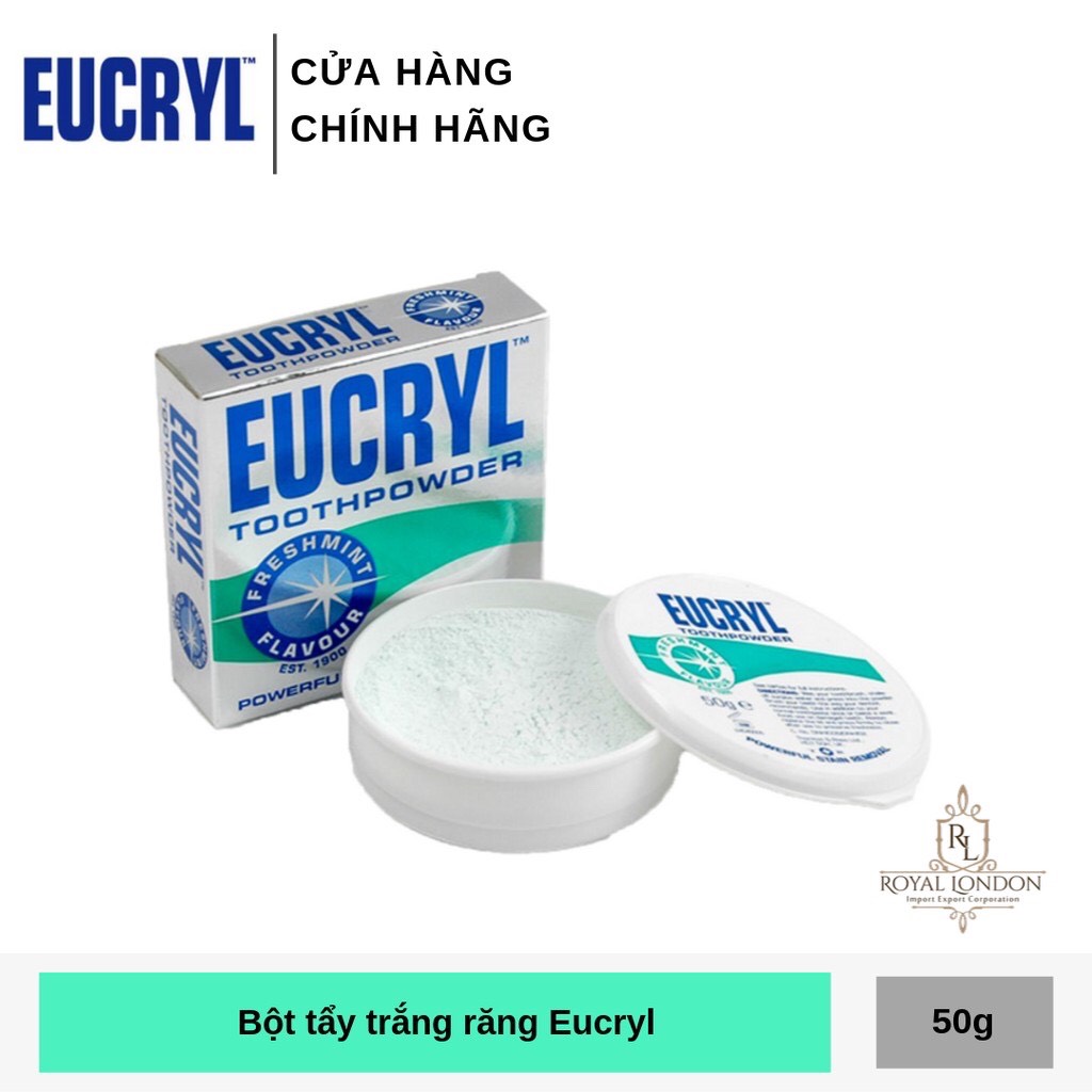 Bột bạc hà giúp sạch miệng trắng răng, hơi thở thơm mát eucryl toothpower 50g
