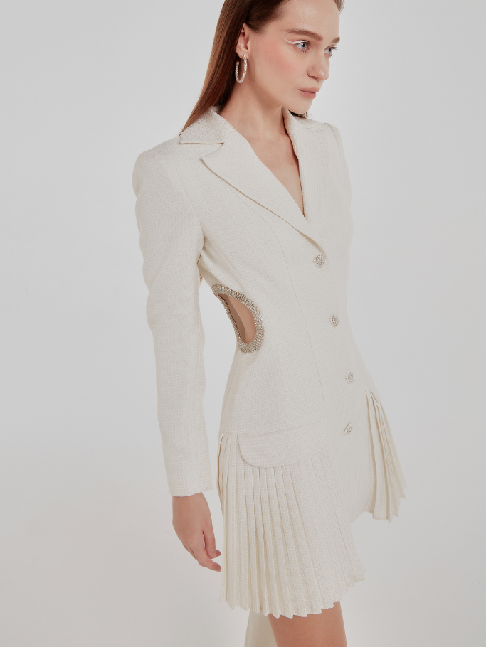 COCO SIN - Đầm Vest Đính Đá Phối Dập Ly