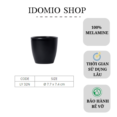 Ly nhựa lùn đen nhám ly32n