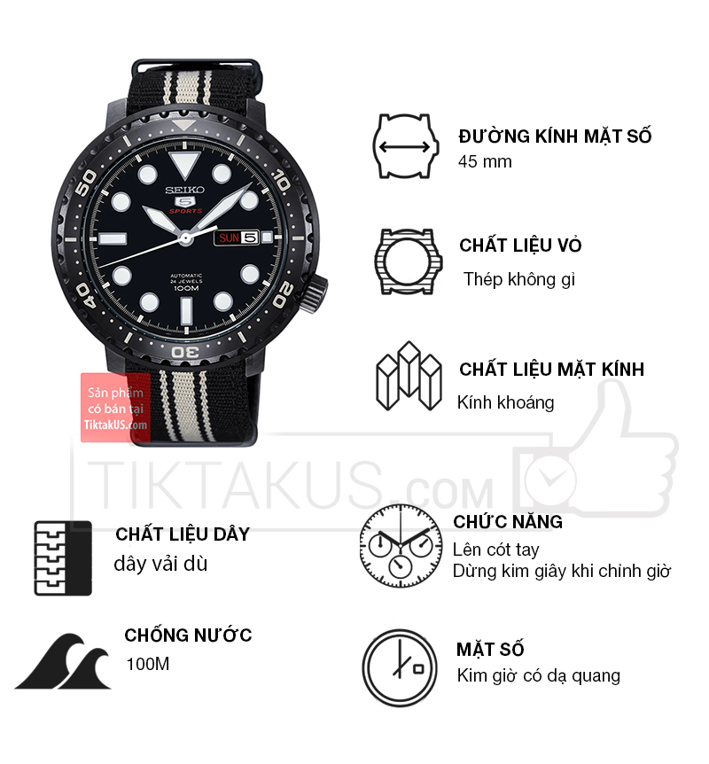 Đồng hồ nam Seiko 5 Sport Bottle Cap Automatic SRPC67K1