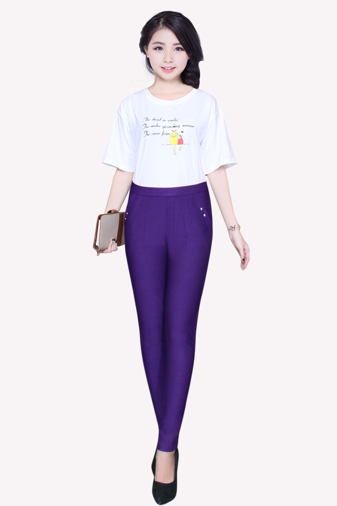 Quần Dài Nữ Lưng Chum Thun Cotton Co Giản 4 Chiều Thd06(lưng tròn 2 nút đá)