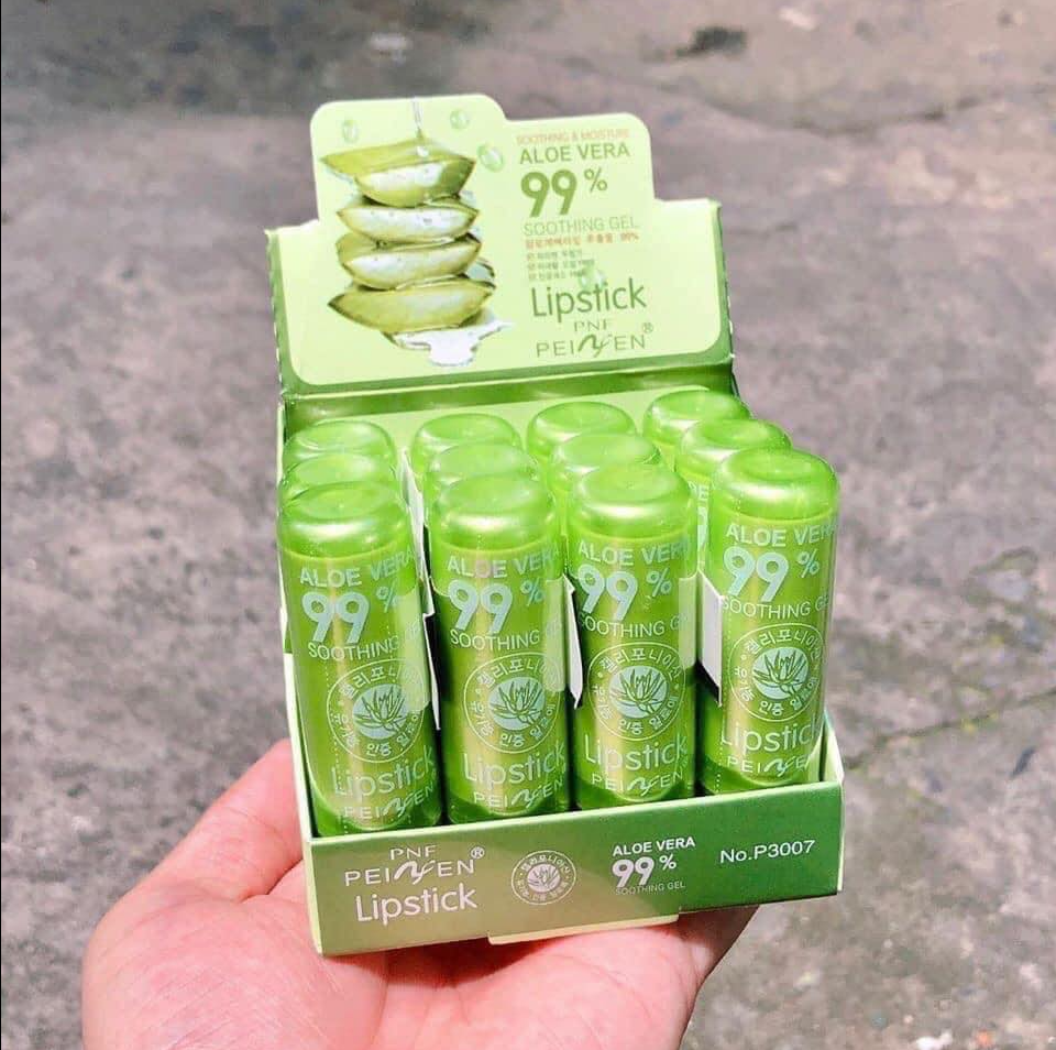 1 LỐ Son dưỡng môi Son dưỡng môi không màu chiết xuất lô hội aloe vera 99% vỏ xanh Chiết Son dưỡng môi nha đam Aloe Vera 99% cho bạn đôi môi hồng đỏ tự nhiên, không cảm thấy khô hay nhờn bóng