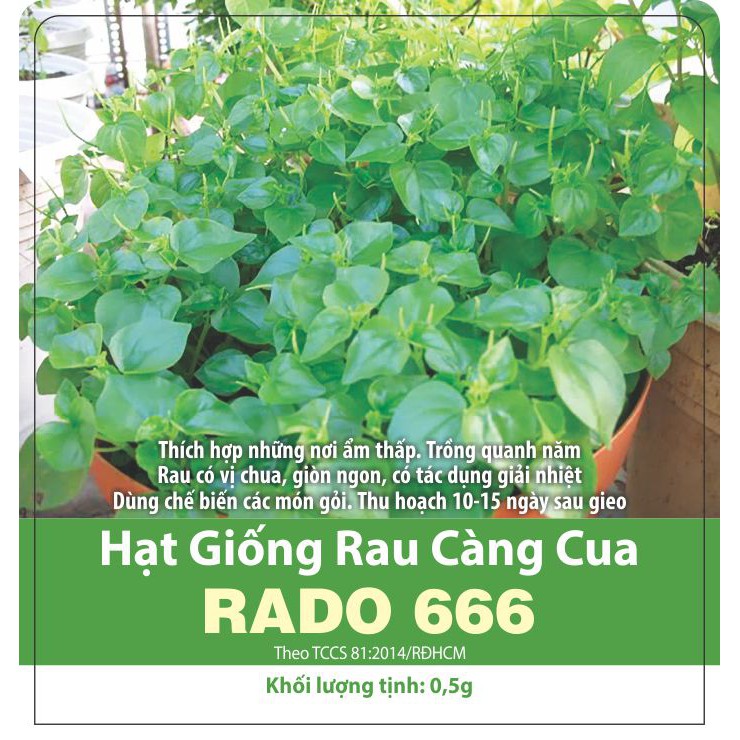 [gói 0.5g] Hạt Giống Rau Càng Cua