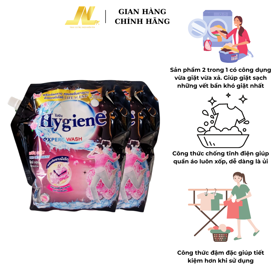 Nước giặt kết hợp xả thái lan hygiene túi 1800ml