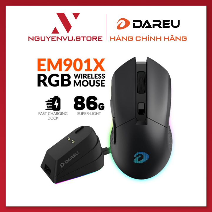 Dareu em901x RGB superlight wireless gaming mouse fast shipping dock mice-authentic