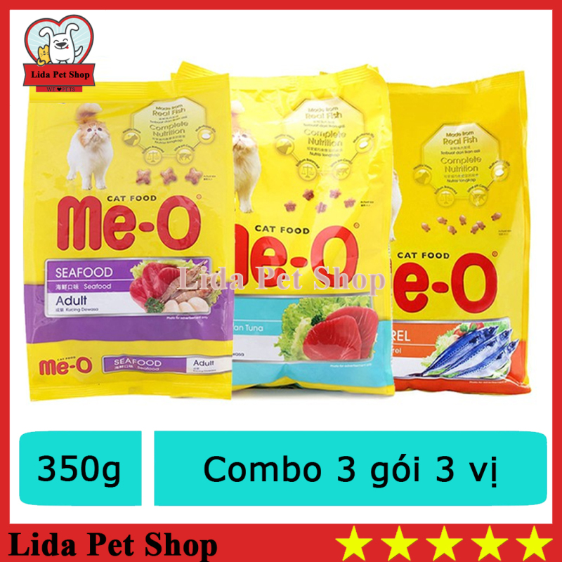 HN- (Combo 3 gói  3 vị ) Thức ăn cho mèo lớn đã trưởng thành trên 1 tuổi ME-O Adult 350gr (mix vị)