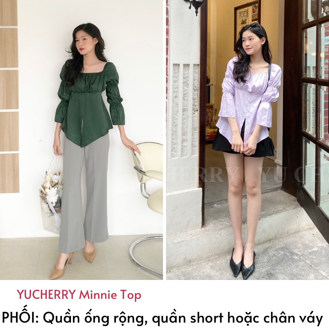 YU CHERRY | Áo lụa nữ sẻ tà Minnie top YA405