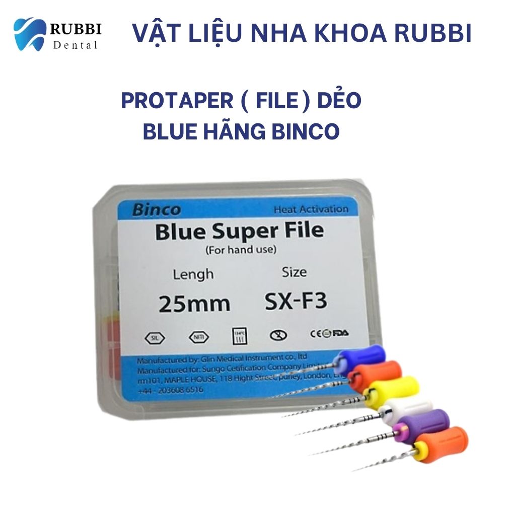 Protaper (file) dẻo BLUE hãng BINCO dành cho tay dùng cho nội nha