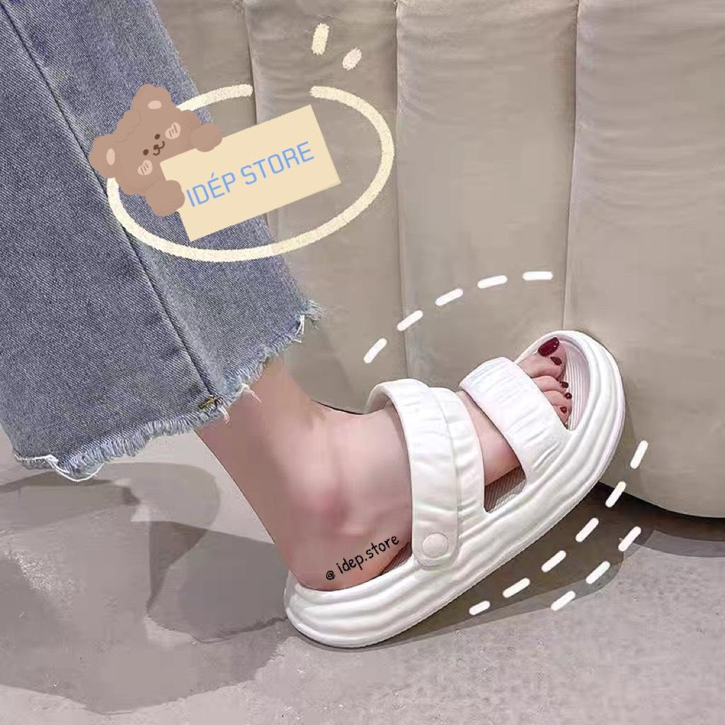 Sandal nữ dép 2 quai ngang có quai hậu đi học đi chơi thời trang sang chảnh đế cao siêu mềm chống trơnDép Sandal nữ quai ngang bèo nhún Dép quai hậu nam nữ đi học đế bánh mì Hottrend 2023