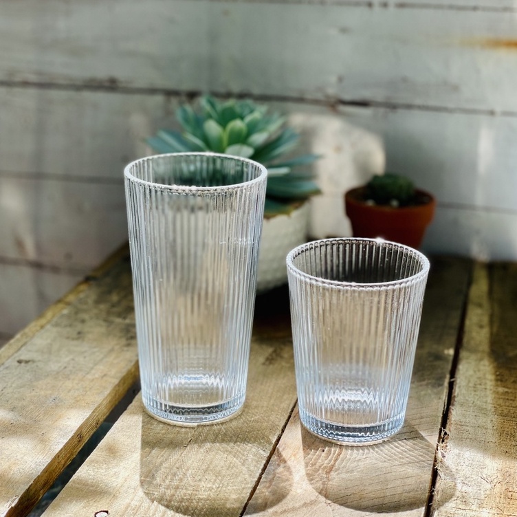 Ly Thủy Tinh Chịu Nhiệt Borosilicat Vân Sọc Dáng Loe