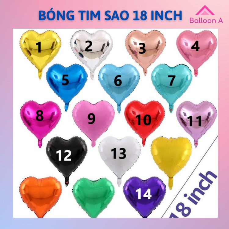 Bóng bay ngôi sao trái tim size 18 inch (40x40cm)