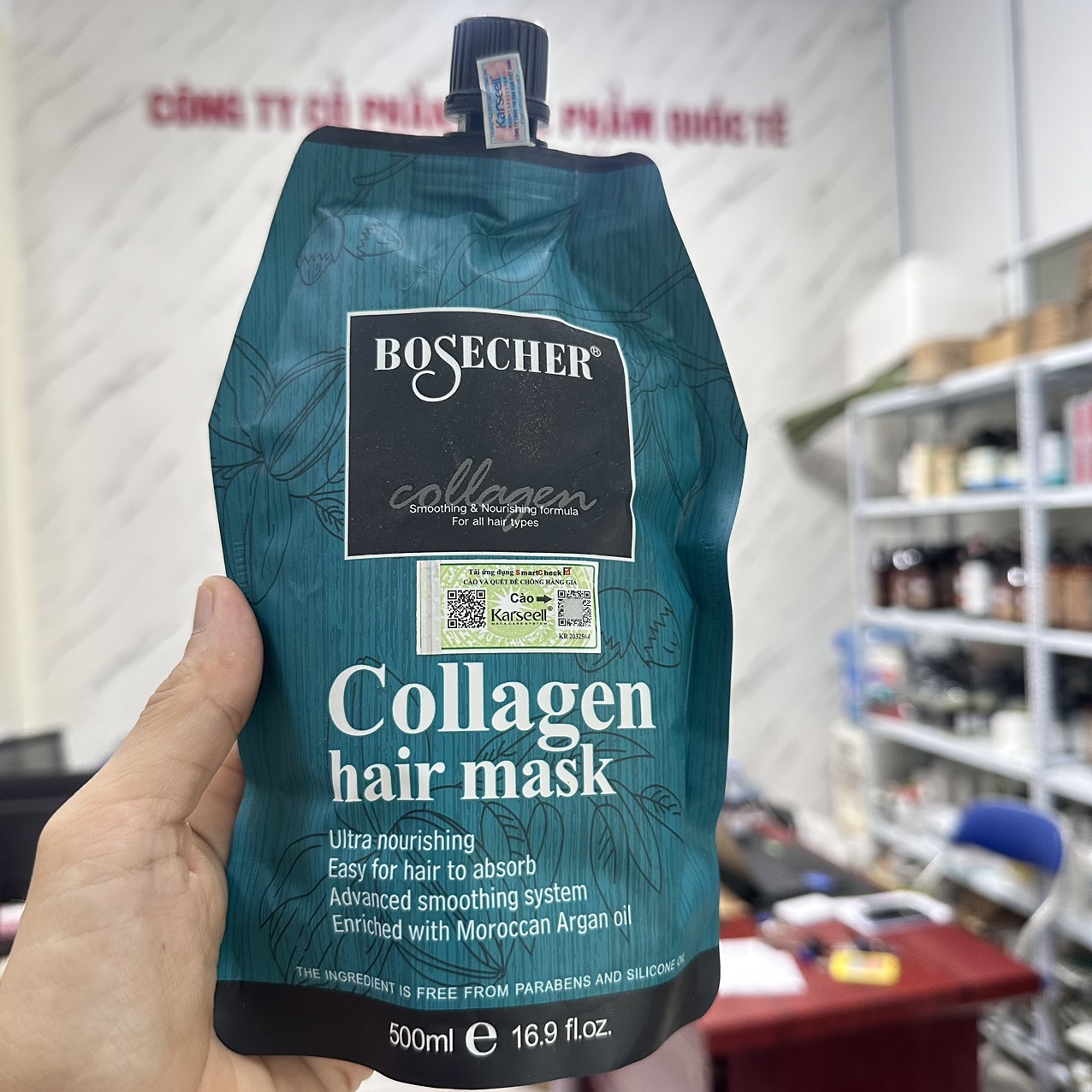 Ủ tóc hấp phục hồi tóc kem hấp hấp tóc BOSECHERCollagen Keratin túi 500ml