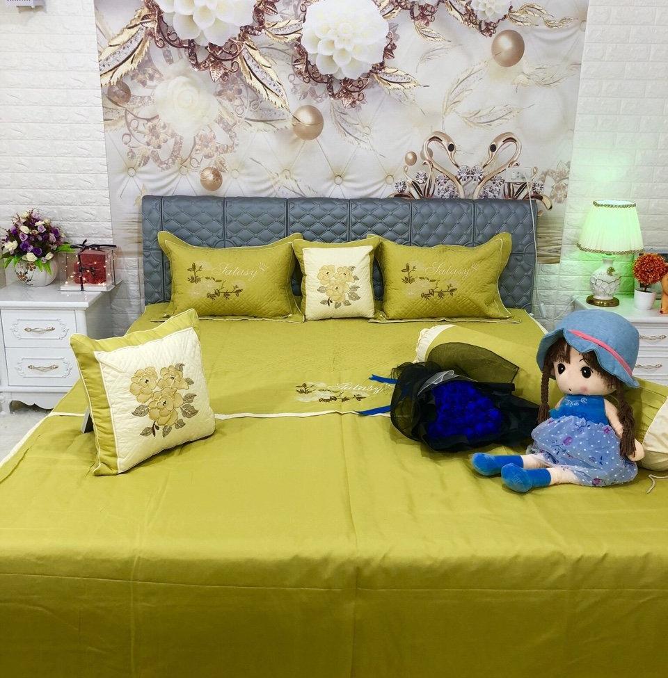 Bộ chăn ga gối satin 7 món