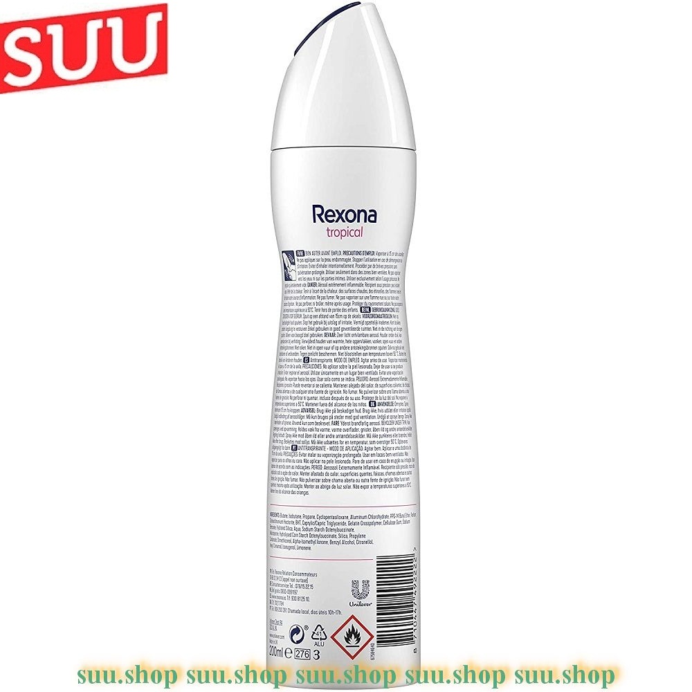 Xịt Khử Mùi Nữ 200Ml Rexona Tropical