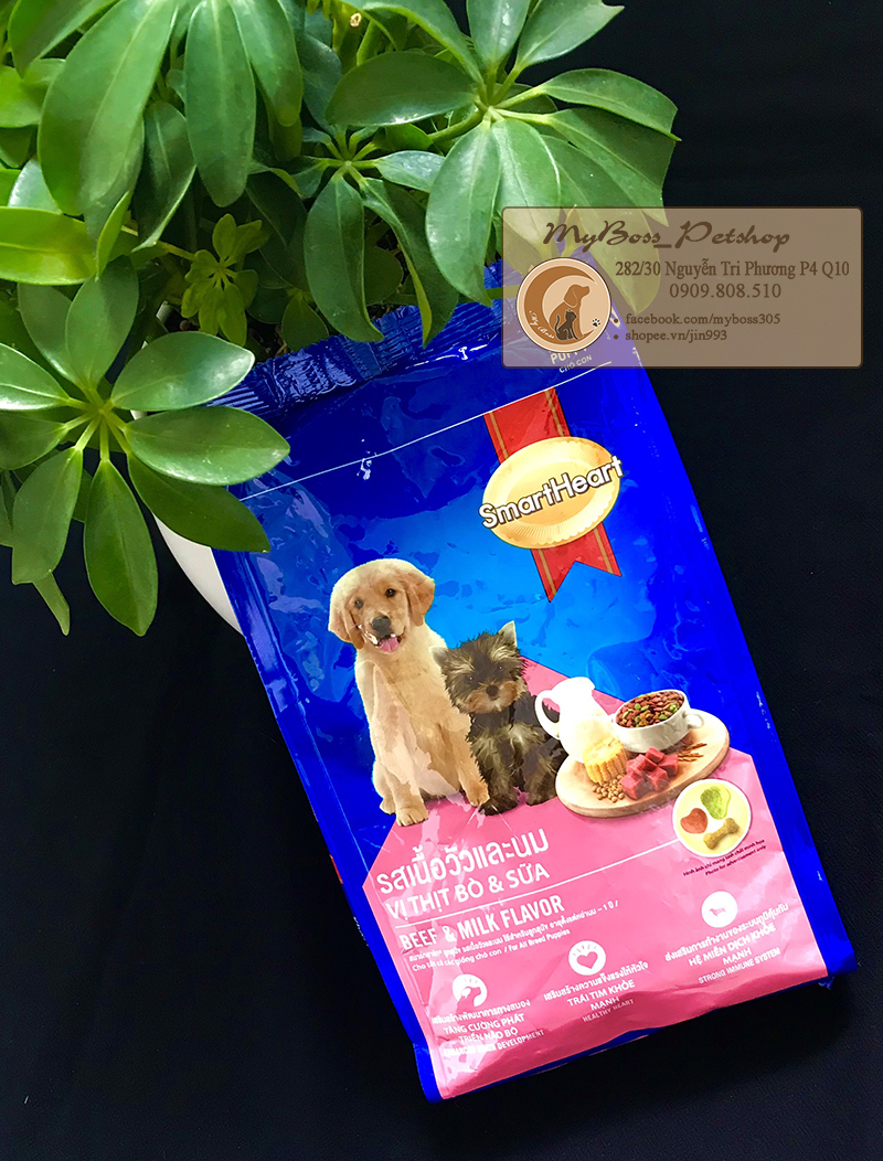 Smart Heart - thức ăn hạt cho chó con vị bò và sữa 400g