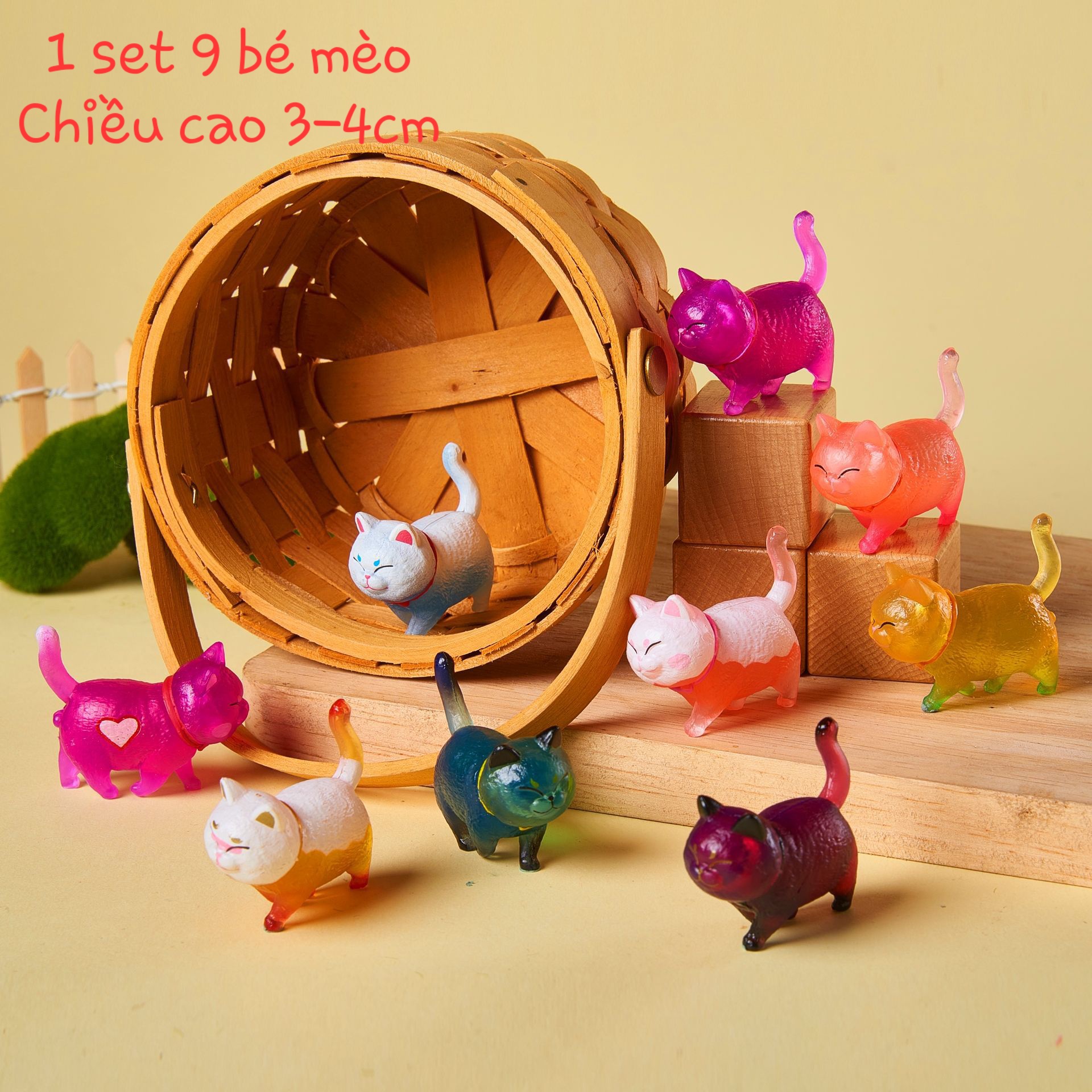 Mô hình mèo mập để bàn (set 9 con)