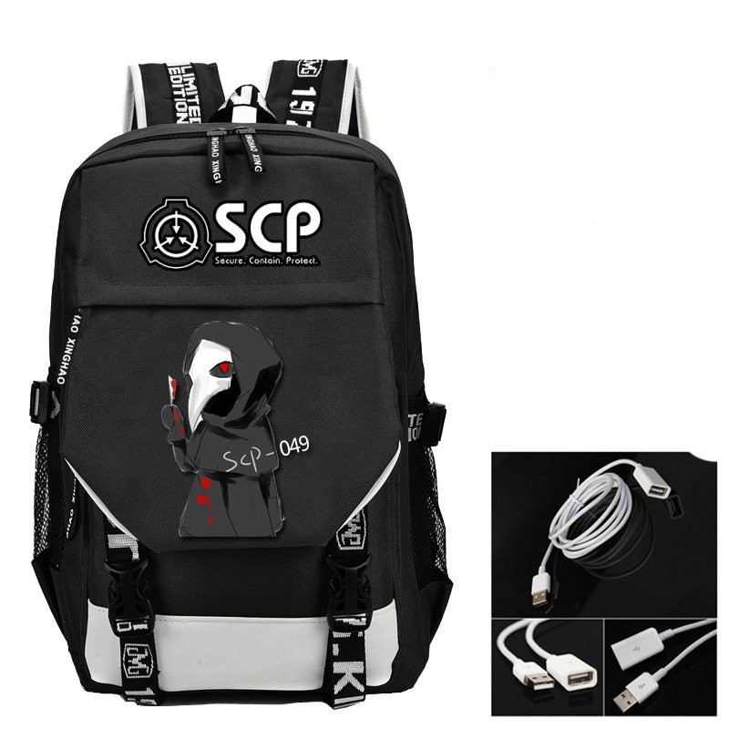 Balo Khóa Trắng Vát in hình TỔ CHỨC SCP anime chibi game đi học tiện lợi
