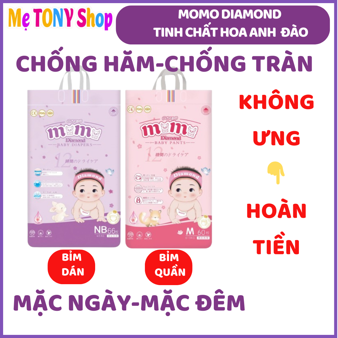 [TặngKhẩuTrang]COMBO 2 BỊCH Bỉm Tã Dán/Quần Momo DIAMOND/MomoTARO/MomoNATURE Xuất Nhật Đủ Size (Cam Kết Chính Hãng)