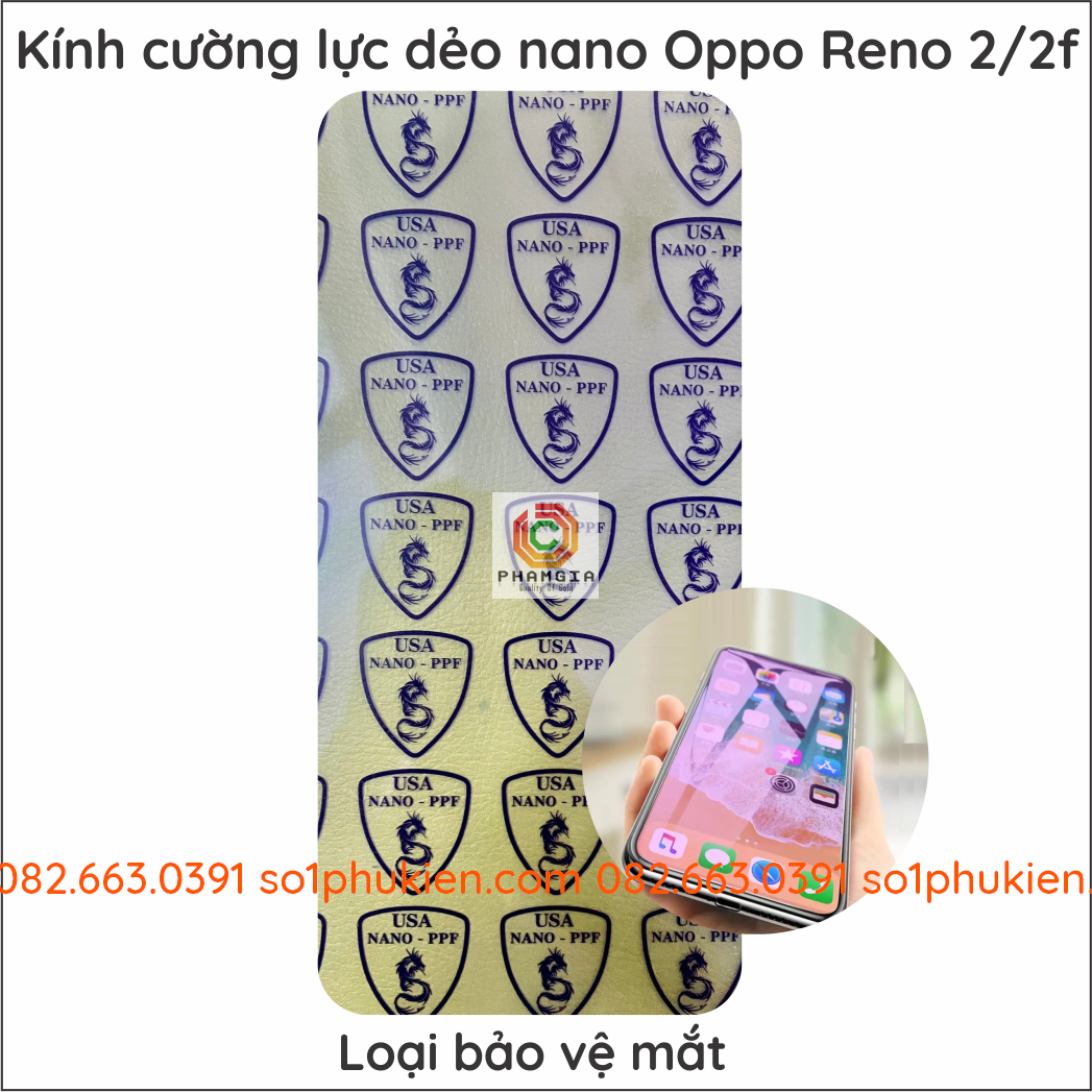 Dán cường lực Oppo Reno 2 / Reno 2f / Reno 2z nano siêu dẻo siêu bền