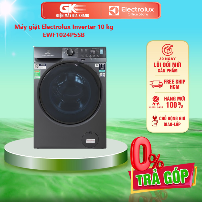 Máy giặt Electrolux UltimateCare 500 Inverter 10 kg EWF1024P5SB Giặt hơi nước HygienicCare diệt khuẩn, Giặt nhanh tiện lợi, Thêm quần áo khi đang giặt - GIAO TOÀN QUỐC - FREESHIP HCM