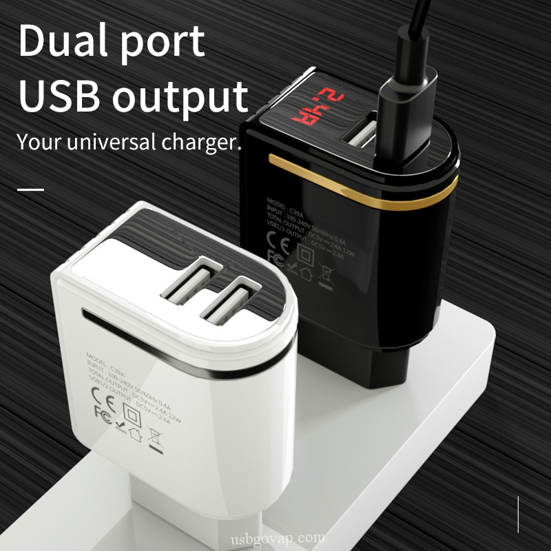 CỐC SẠC NHANH 2 3 CỔNG USB BÁO ĐÈN LED