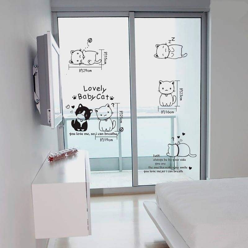 DECAL DÁN TƯỜNG ĐÀN MÈO TINH NGHỊCH