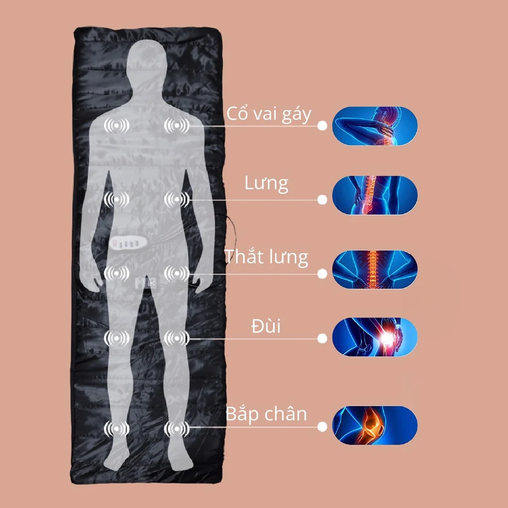 Nệm massage toàn thân Airbike (Đen)