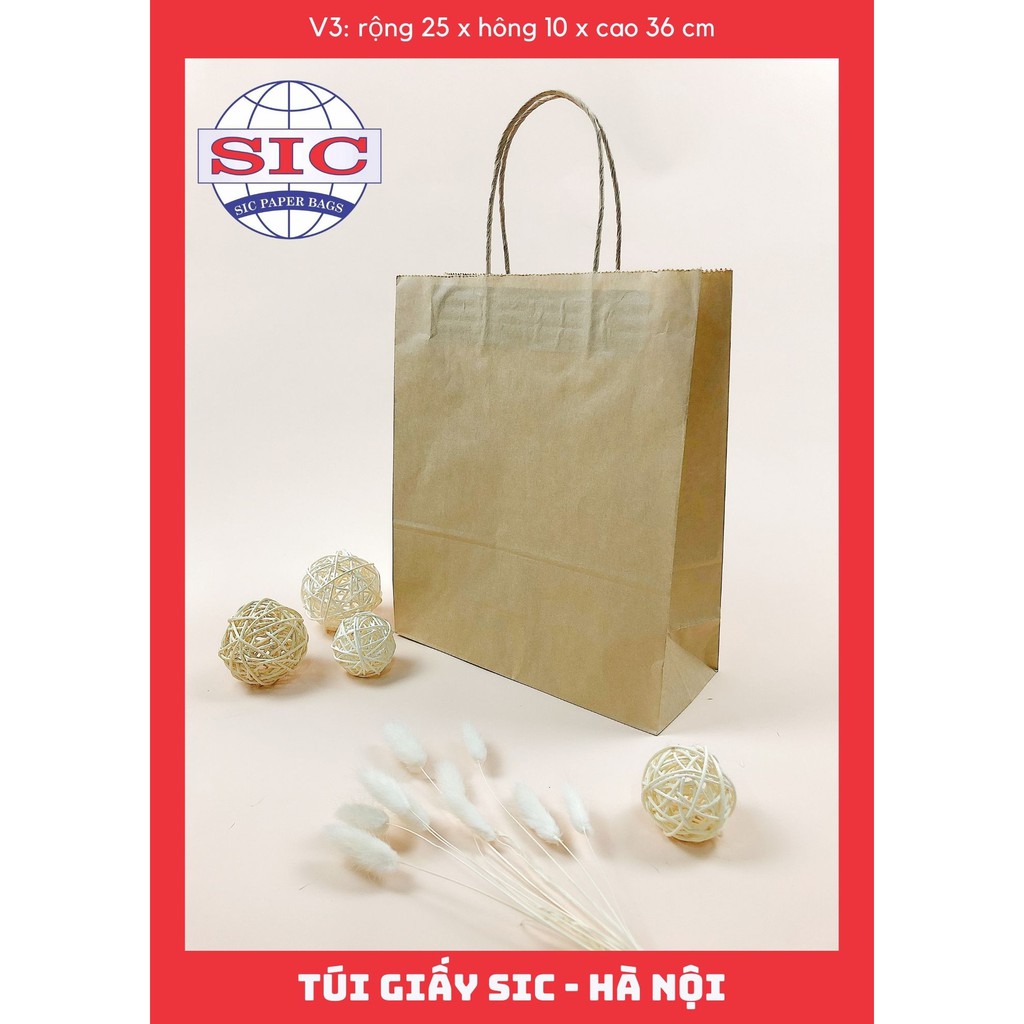 [SET 100 CHIẾC] TÚI GIẤY KRAFT V3- 25x10x30 CÓ QUAI