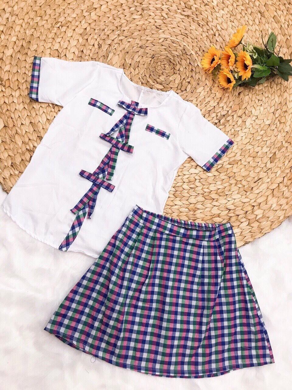 Sét áo coton+yếm kate nĩ-QH