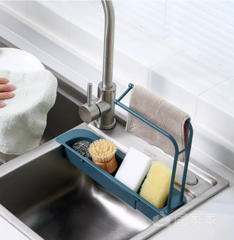 GIÁ ĐỰNG DỤNG CỤ RỬA CHÉN GẮN BỒN RỬA GẤP GỌN TIỆN LỢI CÓ LỖ THOÁT NƯỚC VÀ MÓC TREO HAI TẦNG PHƠI KHĂN 39.5x27x8.5cm(Nhiều màu) - [ Đồ dùng rữa chén Kệ rửa chén kệ nhà bếp kệ bồn nước kệ phơi khăn]