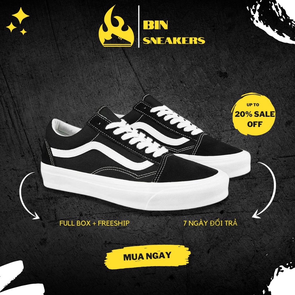 Giày Vans vault old skool nam nữ màu đen cao cấp Full Box - Giày thể thao Vans vault đen đi học đi chơi siêu đẹp