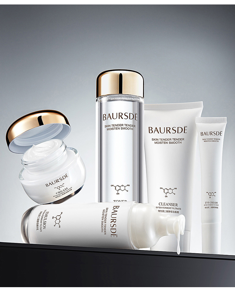 Bộ sản phẩm dưỡng trắng da mặt BAURSDÈ 5 món: Sữa rửa mặt+Nước cân bằng da+Serum dưỡng ẩm+Sữa dưỡng ẩm+Kem dưỡng da giúp cấp ẩm, sáng da, chống lão hóa, trọn bộ skincare mỹ phẩm dưỡng da, chăm sóc da mặt cao cấp SPU182