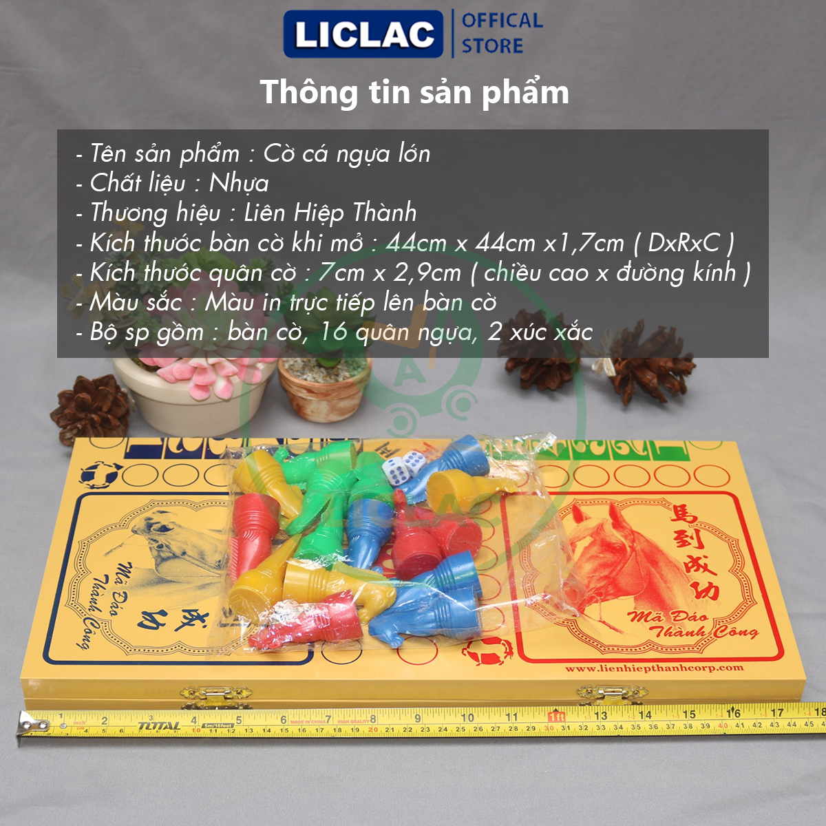Bộ Cờ Cá Ngựa Liên Hiệp Thành Loại Lớn Nhất, Chất Liệu Nhựa Cao Cấp, Độ Bền Cao, Mực In Rõ Ràng - LICLAC