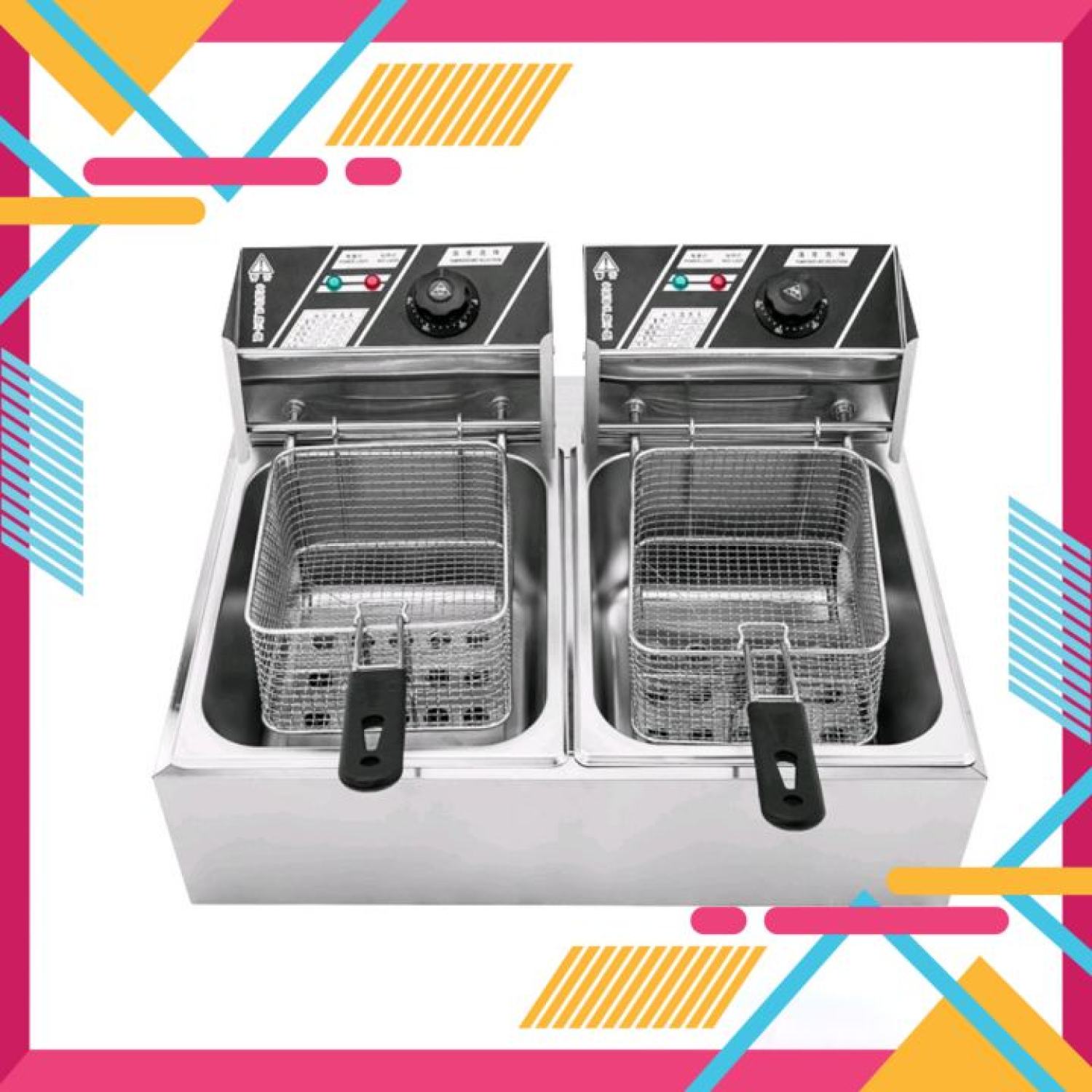 BẾP CHIÊN NHÚNG ĐIỆN ĐÔI 2 TANKS 8L