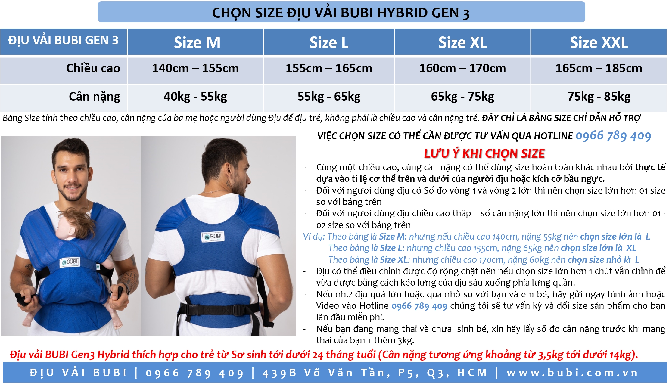 Địu vải BUBI Gen 3 - Be - Cotton