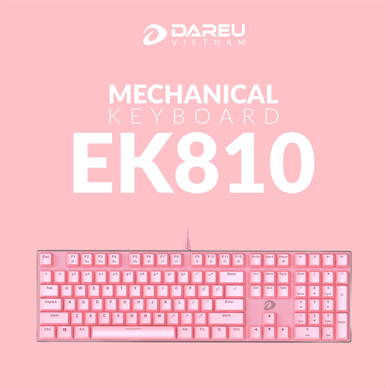 Bàn phím cơ DareU EK810 Queen Pink Blue switch (LED sáng)