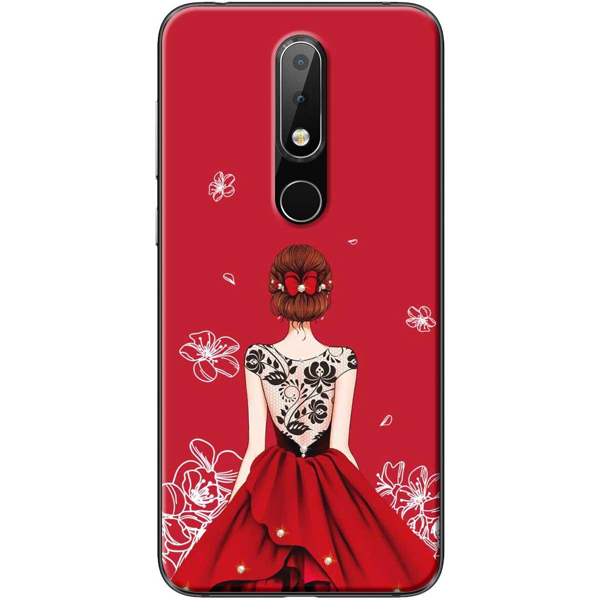Ốp lưng Nokia 6.1 Plus Cô gái váy đỏ áo đen